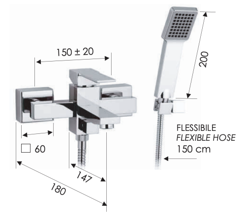 Смеситель для ванны Remer Qubika Q02 настенный хром - фото 2