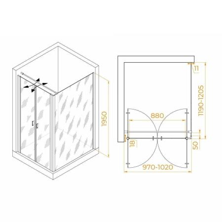 Душевой уголок RGW Passage 060814402-014 120х100 стекло прозрачное профиль черный без поддона