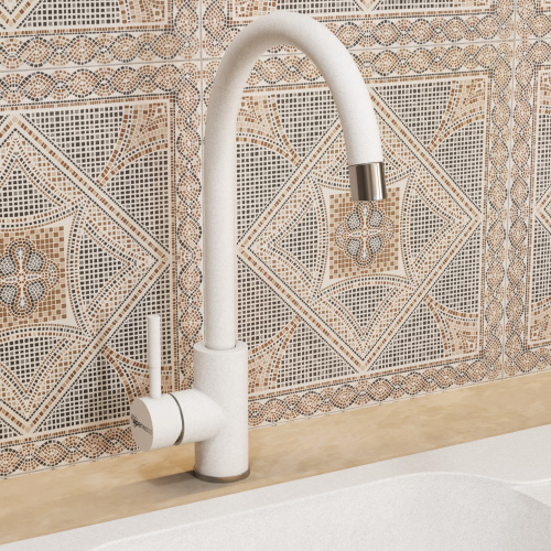 Смеситель для кухни Uperwood Quartz UPD-Q-02-01 UPD-Q-02-01 на мойку/столешницу белый матовый - фото 4