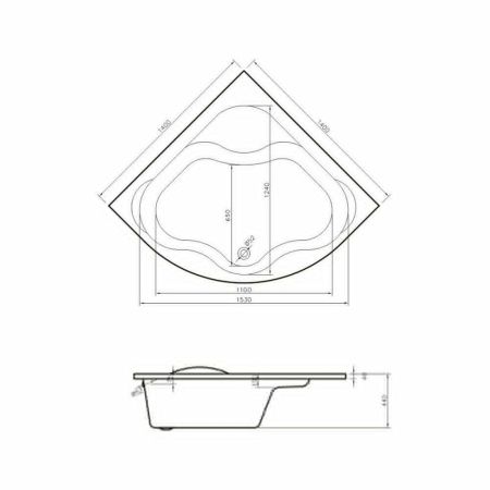 Ванна акриловая Lavinia Boho Aveo 37040140 140х140 встраиваемая четверть круга без каркаса