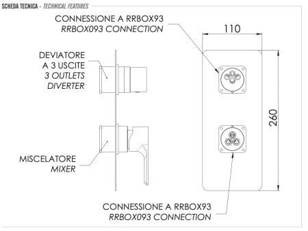 Смеситель для душа Remer Energy EY93KBBO встраиваемый в стену белый