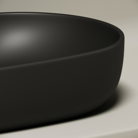 Раковина из сантехнического фарфора Ceramica Nova ELEMENT CN6047MB 60х42 накладная цвет черный матовый без отверстий под смеситель