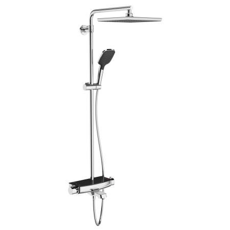 Душевая стойка Teska MIRA DK3602C настенная цвет хром/черное стекло