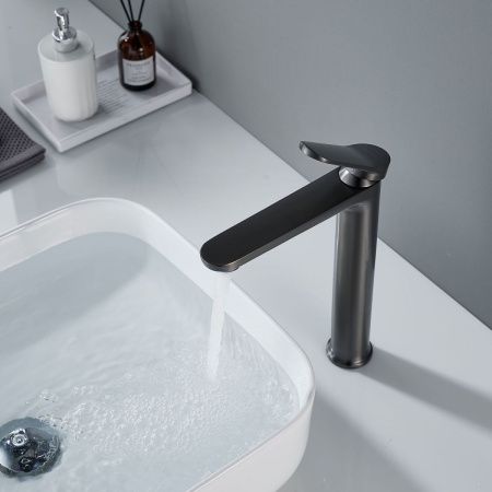 Смеситель для раковины Shevanik S43T S4311T на столешницу оружейная сталь