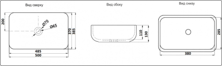 Раковина из санфаянса CeramaLux 9391 50х39 накладная цвет белый