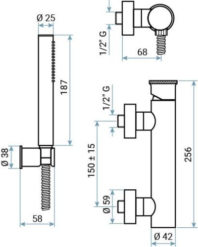 Смеситель Emmevi Filobrass 85002BZI/NEO настенный черный - фото 2