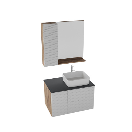 Зеркало-шкаф Grossman Альба 208006 80х17х75 подвесной цвет веллингтон/белый