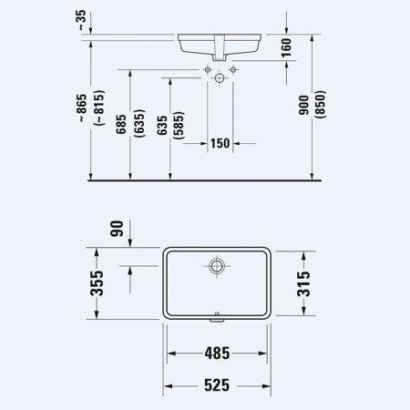 Раковина керамическая Duravit Vero 3304800001 50 см встраиваемая цвет белый без отверстий под смеситель