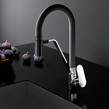 Смеситель для кухни Am.Pm Like F8007802 на раковину/на столешницу хром/черный без термостата