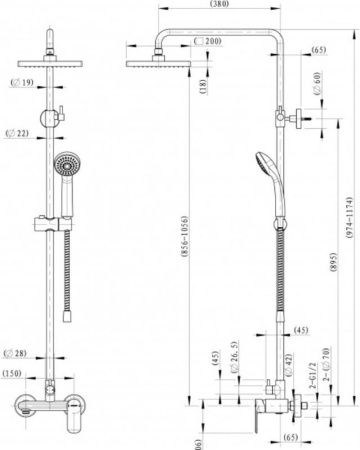 Душевая стойка Bravat F9125183CP-A4-RUS настенная цвет хром