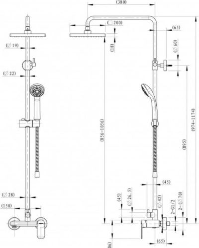 Душевая стойка Bravat F9125183CP-A4-RUS настенная цвет хром - фото 3