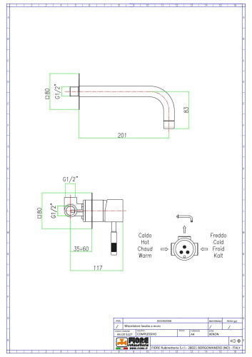 Смеситель Fiore Xenon 44CR5227 встраиваемый в стену хром - фото 2