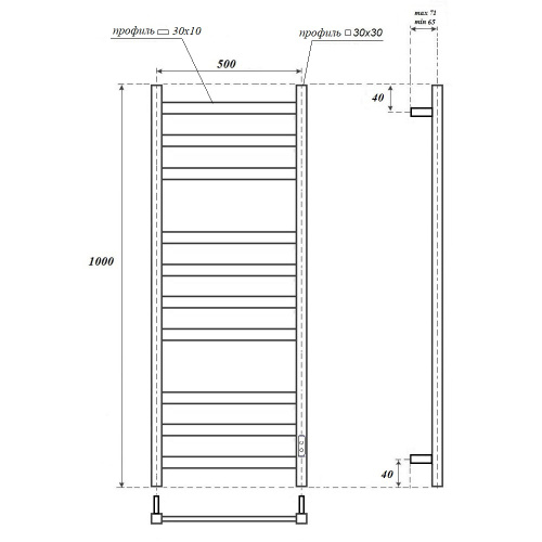 Полотенцесушитель Point Меркурий PN83850W электрический белый - фото 2