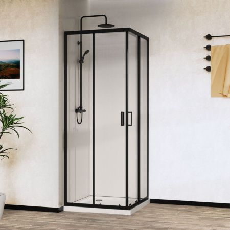 Душевой уголок Vincea City VSS-5CT900CLB 90х90 стекло прозрачное профиль черный без поддона