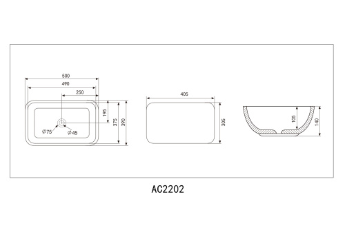 Раковина Abber RECHTECK 50 см AC2202MW накладная цвет белый матовый - фото 4