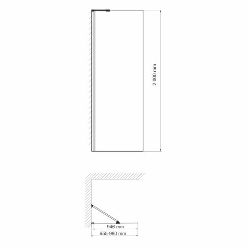 Душевая перегородка Wasserkraft Aller 10H 10H10-RP100 100х200 стекло прозрачное профиль хром глянцевый - фото 5