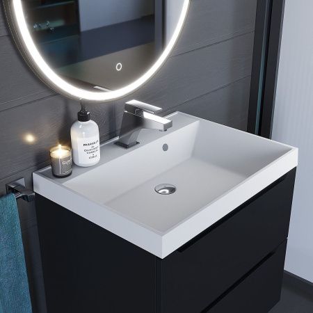 Раковина из искусственного камня Uperwood Classic Quartz 291030000 60х50 полувстраиваемая цвет белый