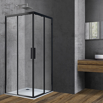 Душевой уголок Vincea Soft VSS-3SO100CLB 100х100 стекло прозрачное профиль черный без поддона