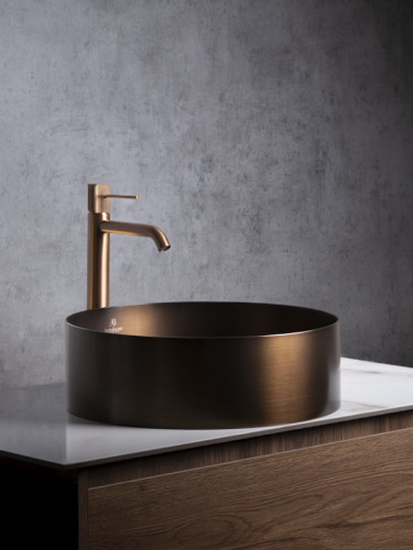 Раковина из нержавеющей стали AltroBagno Luna AltroBagnoLuna001004BrAn 40х40 накладная цвет бронза состаренная - фото 3