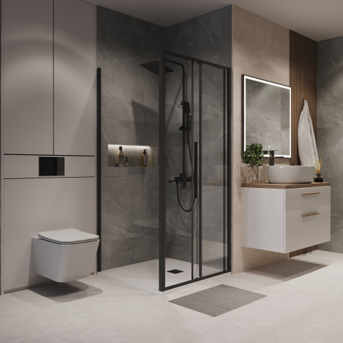 Душевой уголок Niagara Nova NG-84-9AB-A90B-34 90х90 стекло прозрачное профиль черный матовый без поддона - фото 3