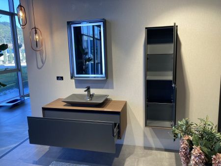 Тумба с раковиной Orka Craft 5001127 120х50 подвесная цвет черный/коричневый