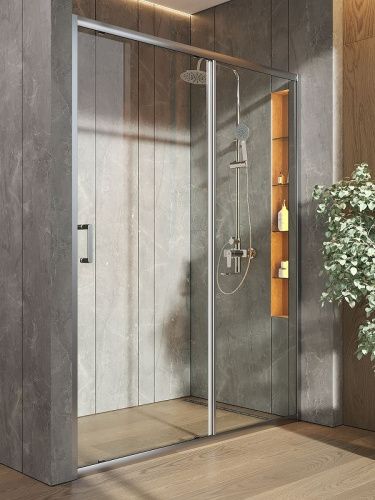 Душевая дверь Orange E02-150TCR 151х190 стекло прозрачное профиль хром глянцевый - фото 4