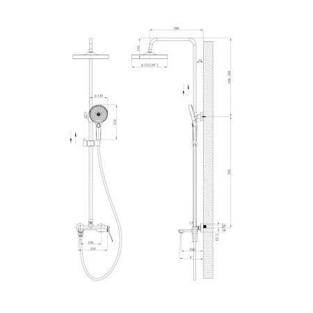 Душевая стойка Esko ST1425SHA настенная цвет хром