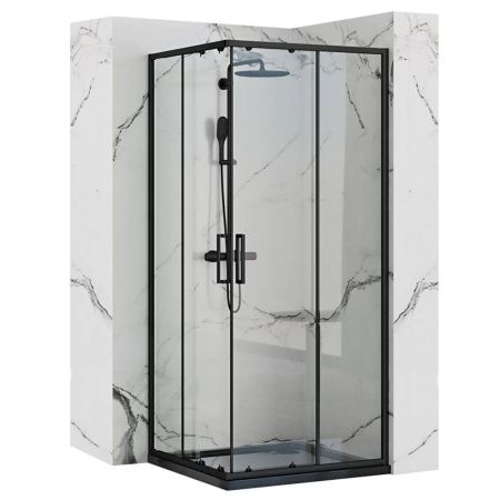 Душевой уголок Loranto NEO CS-21809B-100 100х100 стекло прозрачное профиль черный без поддона