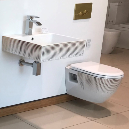 Чаша унитаза подвесная Creavit Terra TP325-11CB00E-NA00 цвет белый с декором без сиденья душевой смыв - фото 3