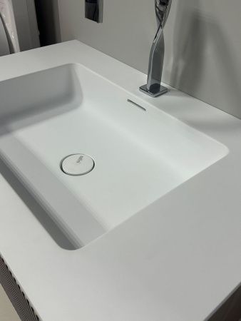 Раковина из искусственного камня S-Stone Salini Onda Plus 1402203MN 200х60 подвесная цвет белый без отверстий под смеситель