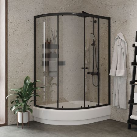 Душевой уголок Parly ZEM1201ВR 120х80 стекло прозрачное профиль черный с поддоном