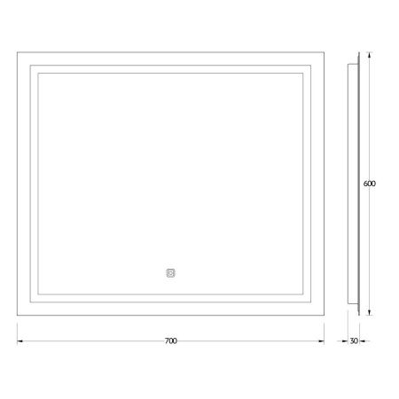 Зеркало с подсветкой Evoform Ledline BY 2434 70х60 подвесное