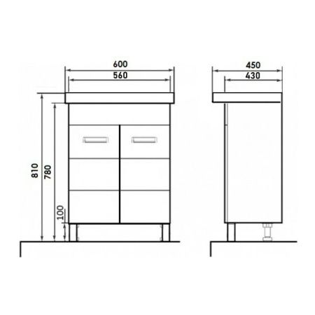 Тумба с раковиной Orange Таис Ta-60TUW+RA 60х50 напольная цвет белый