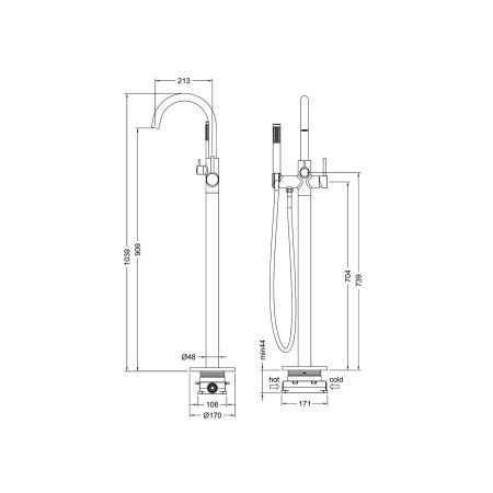 Смеситель для ванны и душа Timo Saona 2310/03Y-CR напольный черный