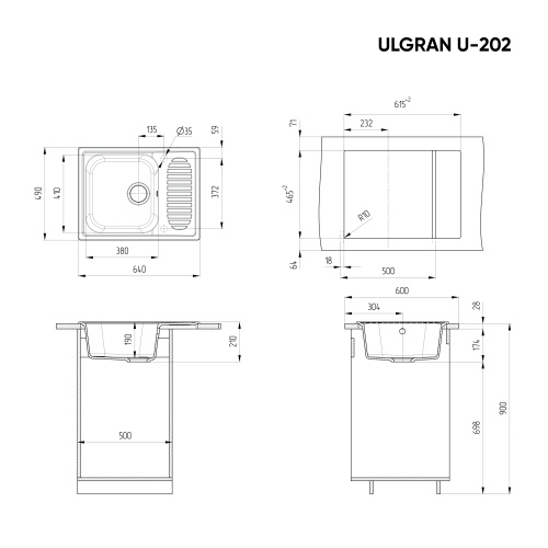 Кухонная мойка Ulgran Classic U-202-331 64х49 цвет белый - фото 2