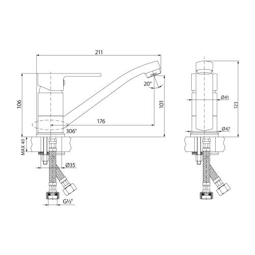 Смеситель для кухни LeMark Plus Grace LM1504C на мойку хром - фото 2