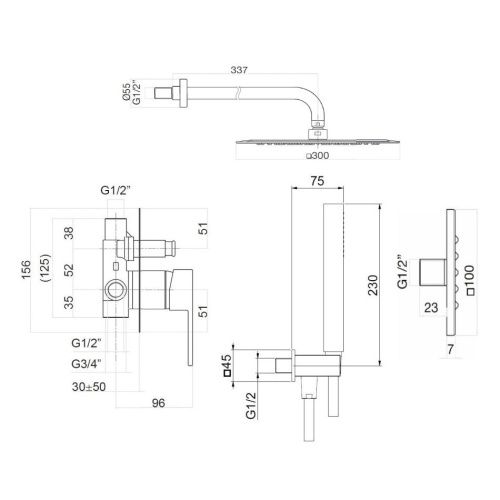 Душевая стойка Webert PE890104794 настенная цвет матовое золото - фото 3