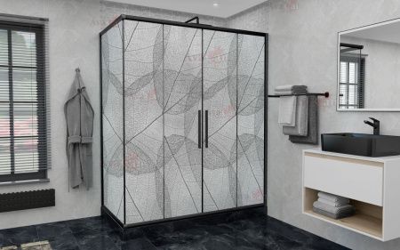 Душевой уголок AvaCan FB2-190-SB100MT 210х100 стекло матовое профиль черный без поддона