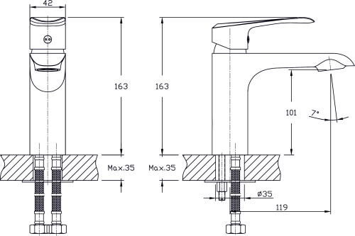 Смеситель Rush Gozo GZ3735-11 на раковину хром - фото 2