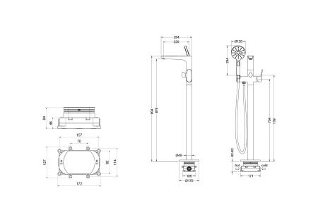 Смеситель Aquatek БЕТТА AQ1145MB напольный черный матовый