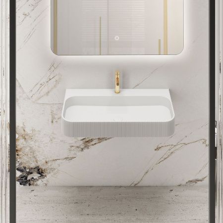 Раковина из искусственного камня Vincea VWB-6SG90MW 90х50 подвесная цвет белый 1 отверстие под смеситель