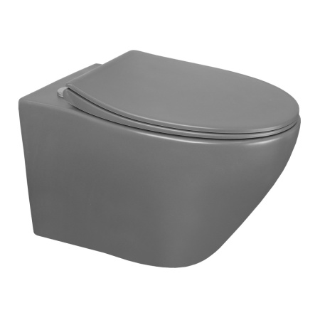 Унитаз подвесной Azario Keras AZ-99046G серый матовый с сиденьем микролифт безободковый каскадный смыв