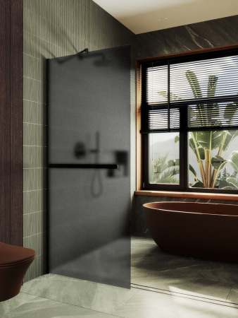 Душевая перегородка Maybah Glass MGD-736-6ш 89х195 стекло тонированное профиль черный