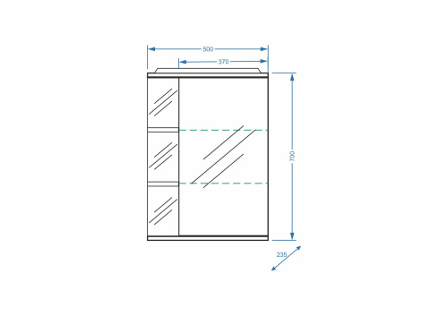 Зеркало-шкаф Stella Polar Концепт SP-00000035 50х24х70 подвесной цвет белый - фото 2