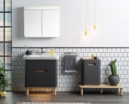 Тумба с раковиной Vitra Sento 60836 80х50 подвесная цвет черный