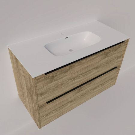 Тумба с раковиной La Fenice TESORO NFNC-01-TES-DNN-100-2-3-100 100х50 подвесная цвет коричневый