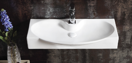 Раковина из санфаянса CeramaLux STR4282A 69х34 подвесная цвет белый 1 отверстие под смеситель