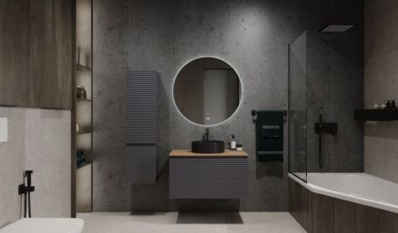 Шкаф-пенал Jorno COSSETY Coss.04.124/P/A/JR 33х27х124 подвесной цвет антрацит