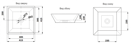 Раковина из сантехнического фаянса CeramaLux 179 40х40 накладная цвет многоцветный без отверстий под смеситель