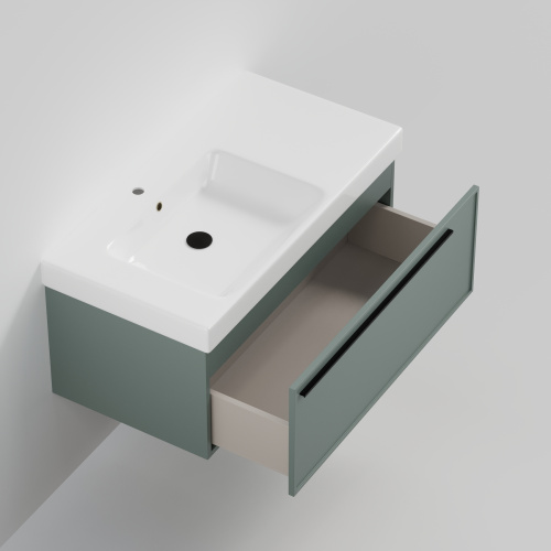 Тумба с раковиной La Fenice ELBA NFNC-01-ELB-G-90-3-90L 91х36х49 подвесная цвет серо-зеленый - фото 2